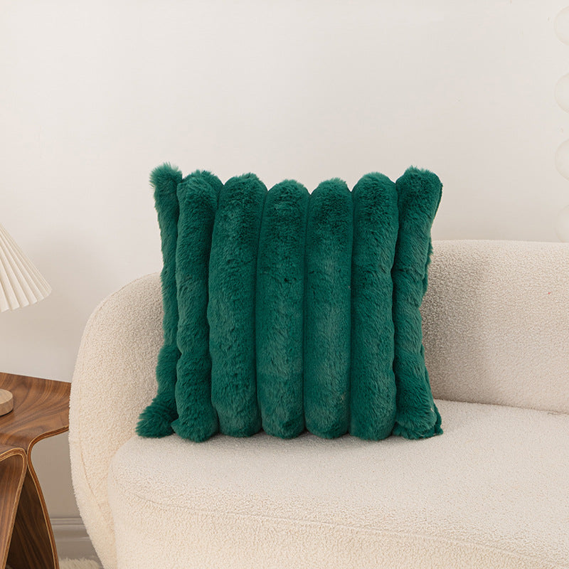 Ribbed Faux Rabbit Fur Throw Pillow Cover 45 x 45 cm