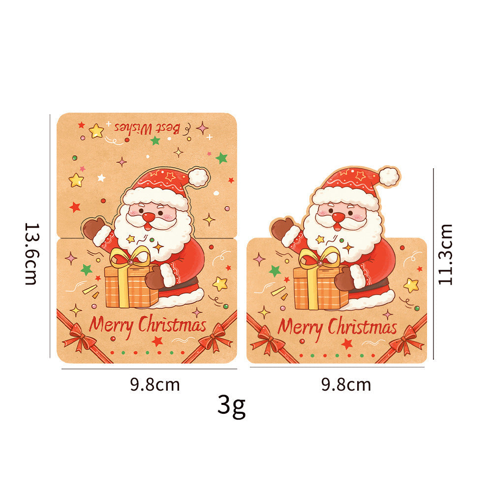 Vintage Kraft Paper Christmas Greeting Card and Envelope Set