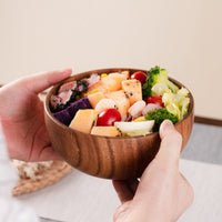 Natural Walnut Round Serving Bowl for Salads and Fruit 20 cm