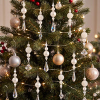 Pearl Look Beaded Christmas Ornaments with Clear Drops