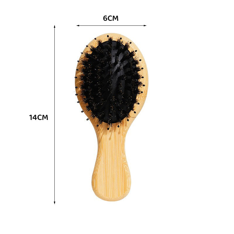 Mini Bamboo Scalp Massage Hair Brush Oval Air Cushion Comb Portable Hair Care Brush
