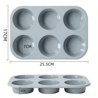 6 Cavity Round Silicone Baking Mold for Muffins Cupcakes and Mini Cakes