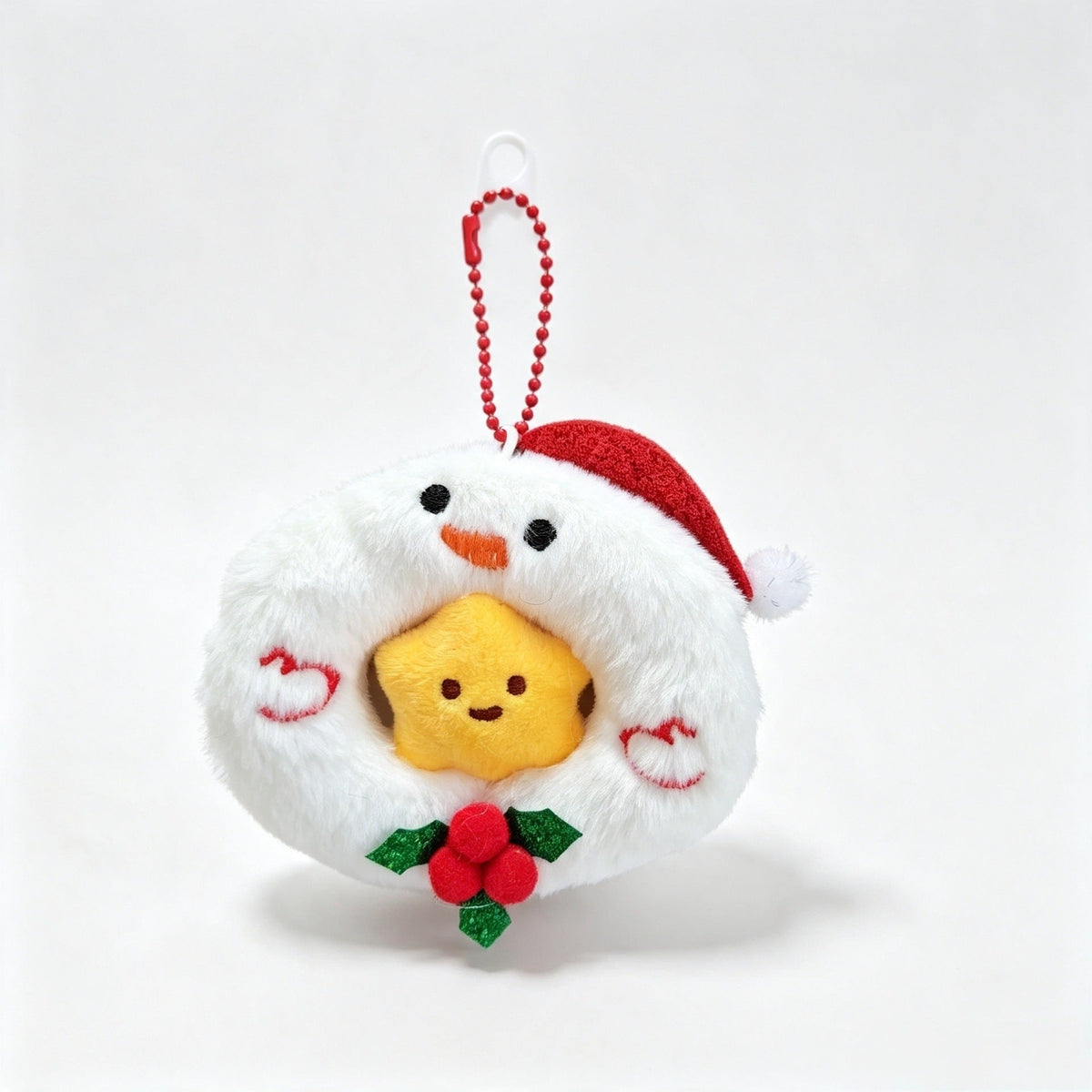 Cute Christmas Plush Wreath Ornament Cartoon Holiday Tree Hanging Decoration