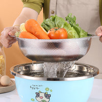 Stainless Steel Perforated Colander with Double Handles Kitchen Vegetable  Bowl