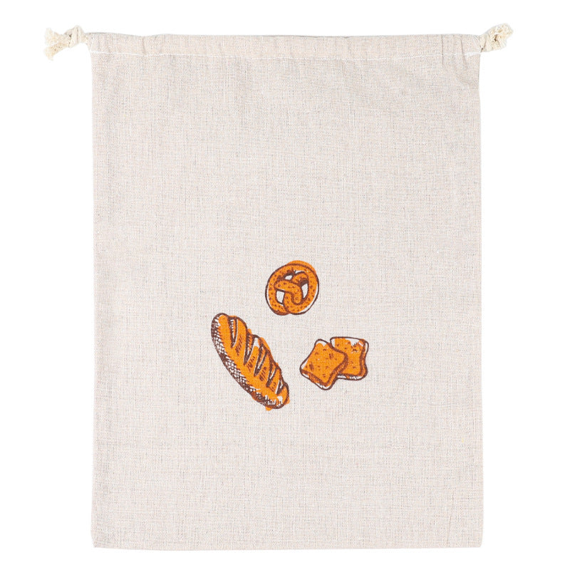 Reusable Cotton Linen Bread Storage Bag Drawstring Bakery Baguette Bag