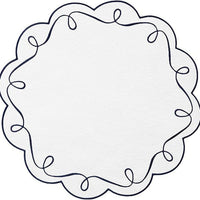 Embroidered Round Placemat – Scalloped Fabric Table Mat