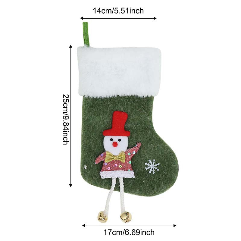 Mini Christmas Stocking Candy Gift Bag Fabric Holiday Hanging Ornament