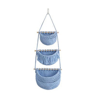 3 Tier Hanging Woven Storage Basket for Kitchen Fruits and Vegetables