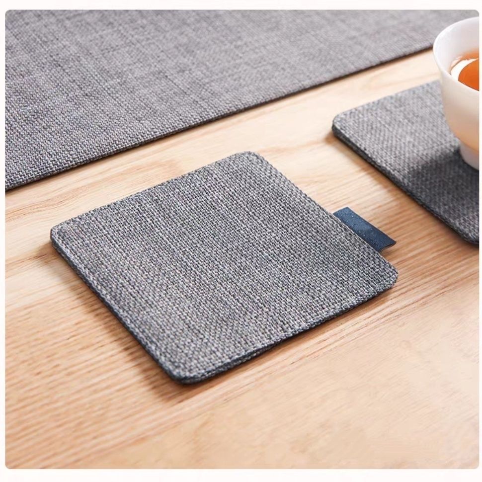 Natural Jute Fabric Drink Coasters, Rustic Table Protection Pads for Coffee Cups & Home Decor