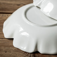 8 Inch Ginkgo Leaf Ceramic Serving Plate – Glossy White Decorative Dinner Plate