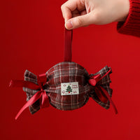 Christmas Eve Apple Gift Bag Mini Holiday Candy Pouch with Santa Hat Design