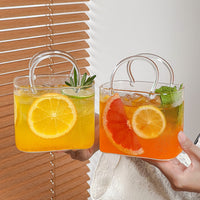 Portable Glass Cocktail Cup with Handle, Creative Summer Fruit Drink Glass