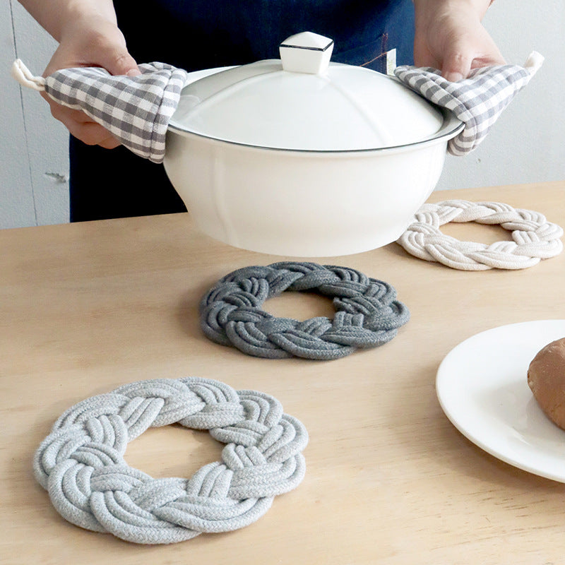 Woven Cotton Rope Placemat, Wreath Style Heat-Resistant Table Mat