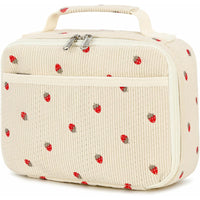 Strawberry and Gingham Oxford Fabric Lunch Bag with Carry Handle