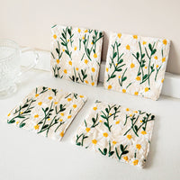 Cotton Linen Daisy Floral Coaster Square Fabric Drink Mat Tabletop Decoration