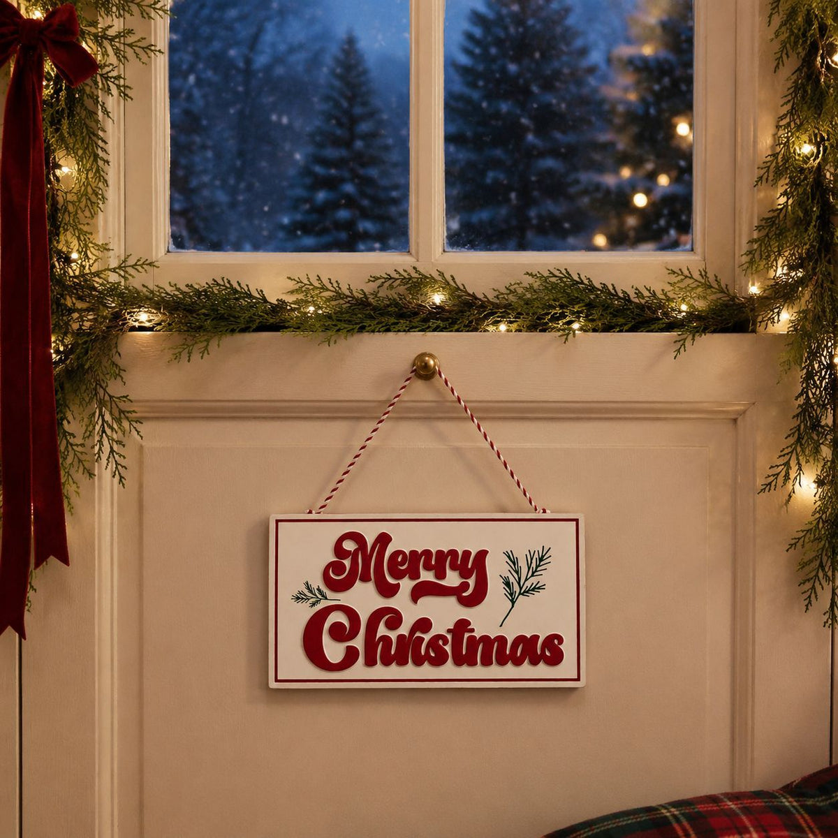 Metal Christmas Hanging Sign – Merry Christmas Wall Door Decoration Holiday Ornament for Home, Party & Seasonal Decor