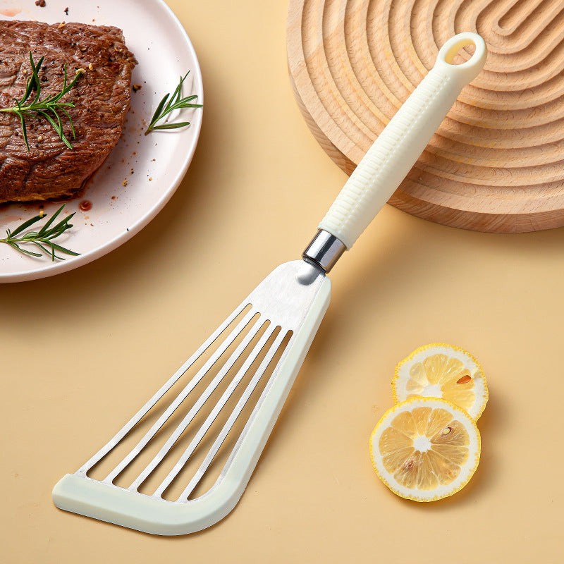 Stainless Steel Fish Spatula with Silicone Handle for Frying and Cooking