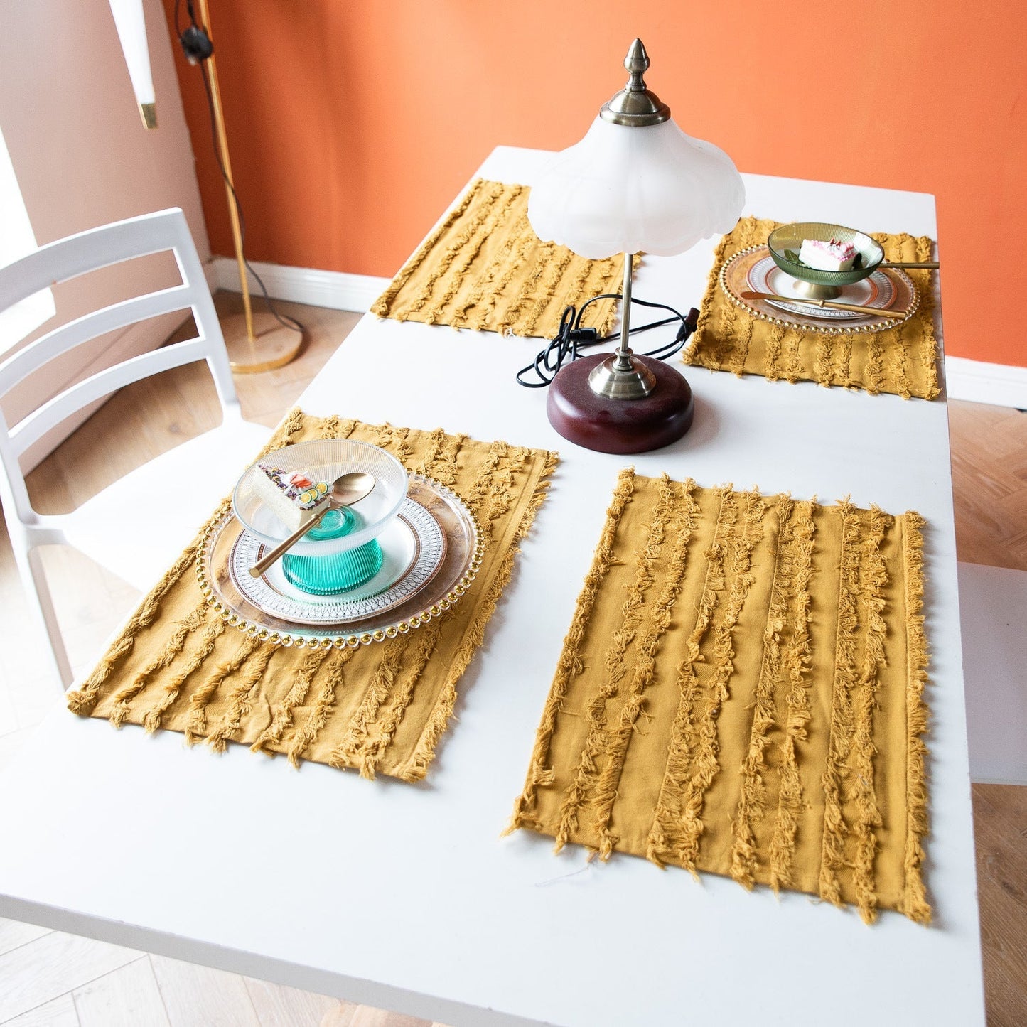 Vintage French Placemat, Cotton Linen Dining Mat and Coaster