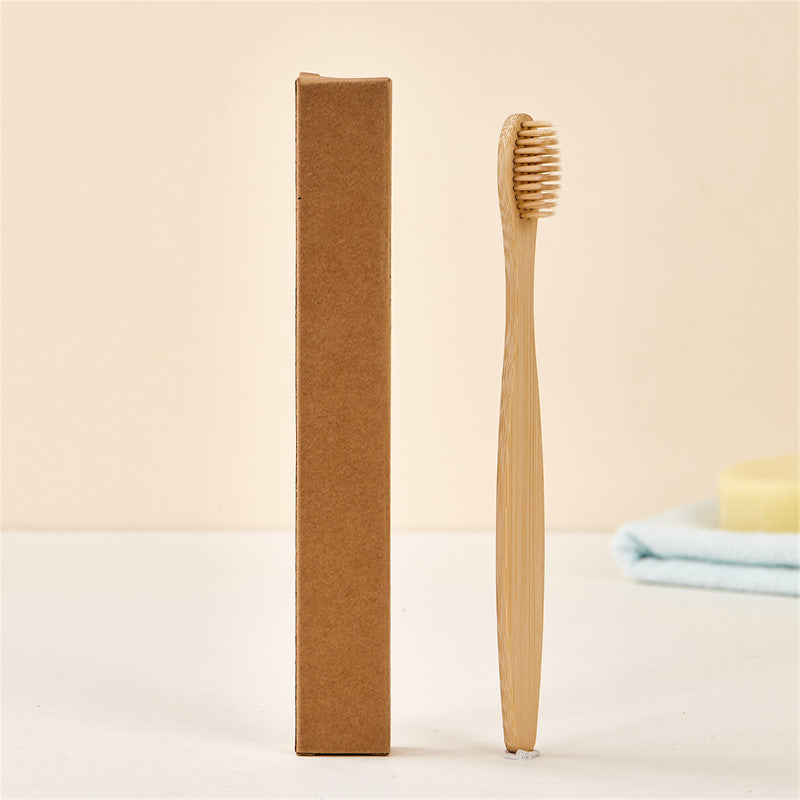 Bamboo Toothbrush with Soft PBT Bristles, Adult Toothbrush with Natural Bamboo Handle