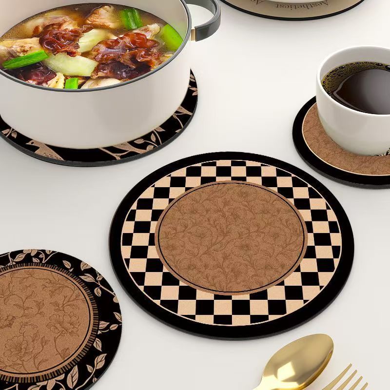 Round Rubber Placemat Set – Vintage Floral Table Mat Set