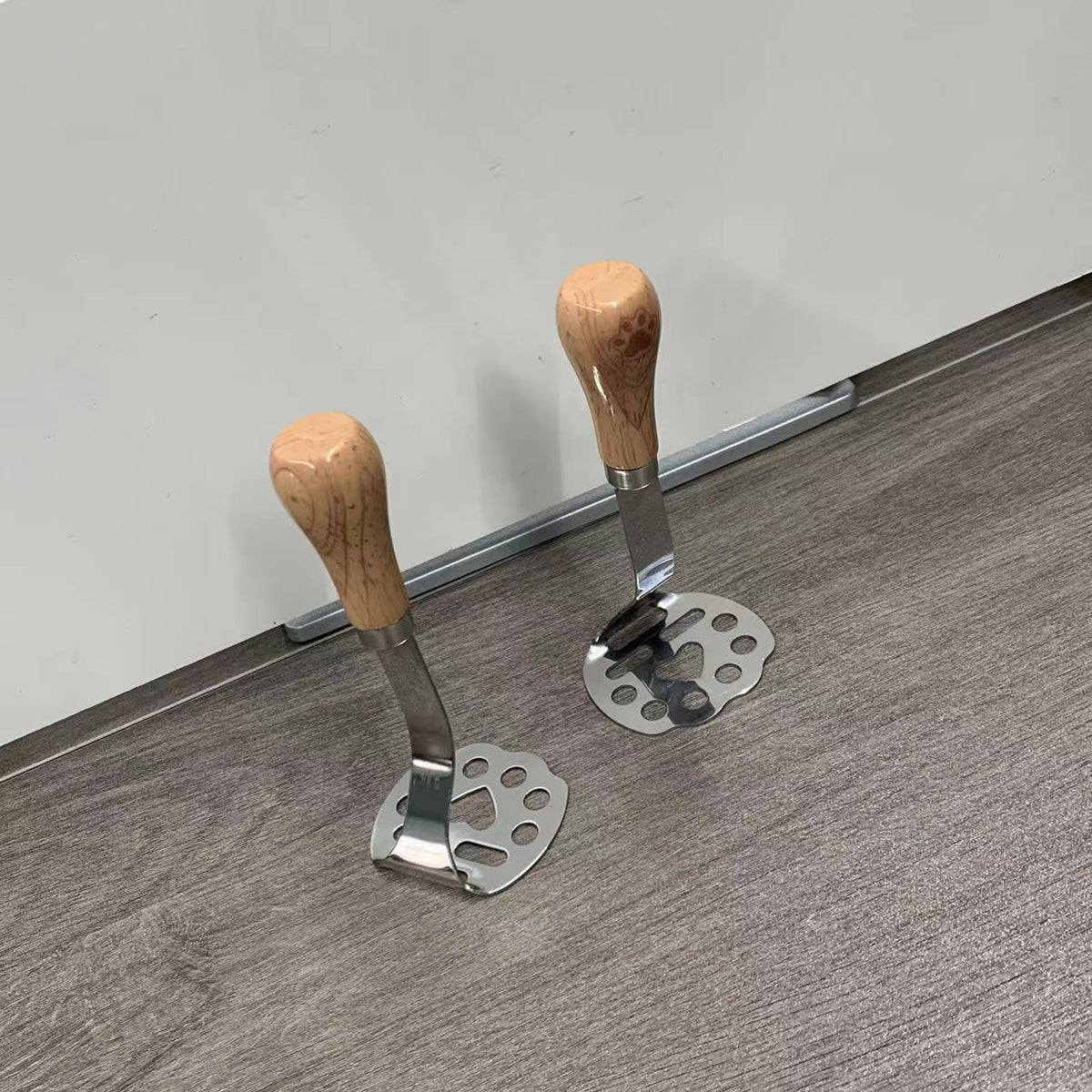 Stainless Steel Paw Print Potato Masher with Wooden Handle