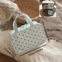 Polka Dot PU Travel Makeup Bag with Handles and Compartments