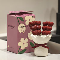 Heart Shape Fruit Fork Set with Ceramic Holder – Cute Dessert Forks for Party, Kitchen Dining & Gift