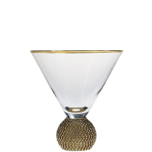 Gold Rim Crystal Goblet with Jewel Accent – Luxury Champagne, Wine & Dessert Glass