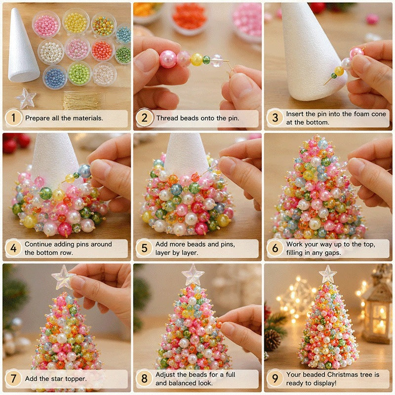 DIY Beaded Christmas Tree Craft Kit for Holiday Decor