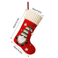 Embroidered Christmas Stocking with Santa Claus Plush Holiday Gift Bag
