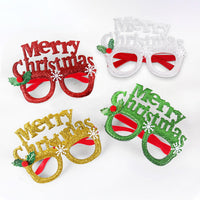 Merry Christmas Party Glasses, Glitter Plastic Novelty Eyewear