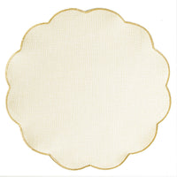Scalloped Round Placemat – Woven Table Mat  for Dining Tables, Plates & Home Table Settings