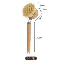Wooden Handle Dish Cleaning Brush with Replaceable Brush Head