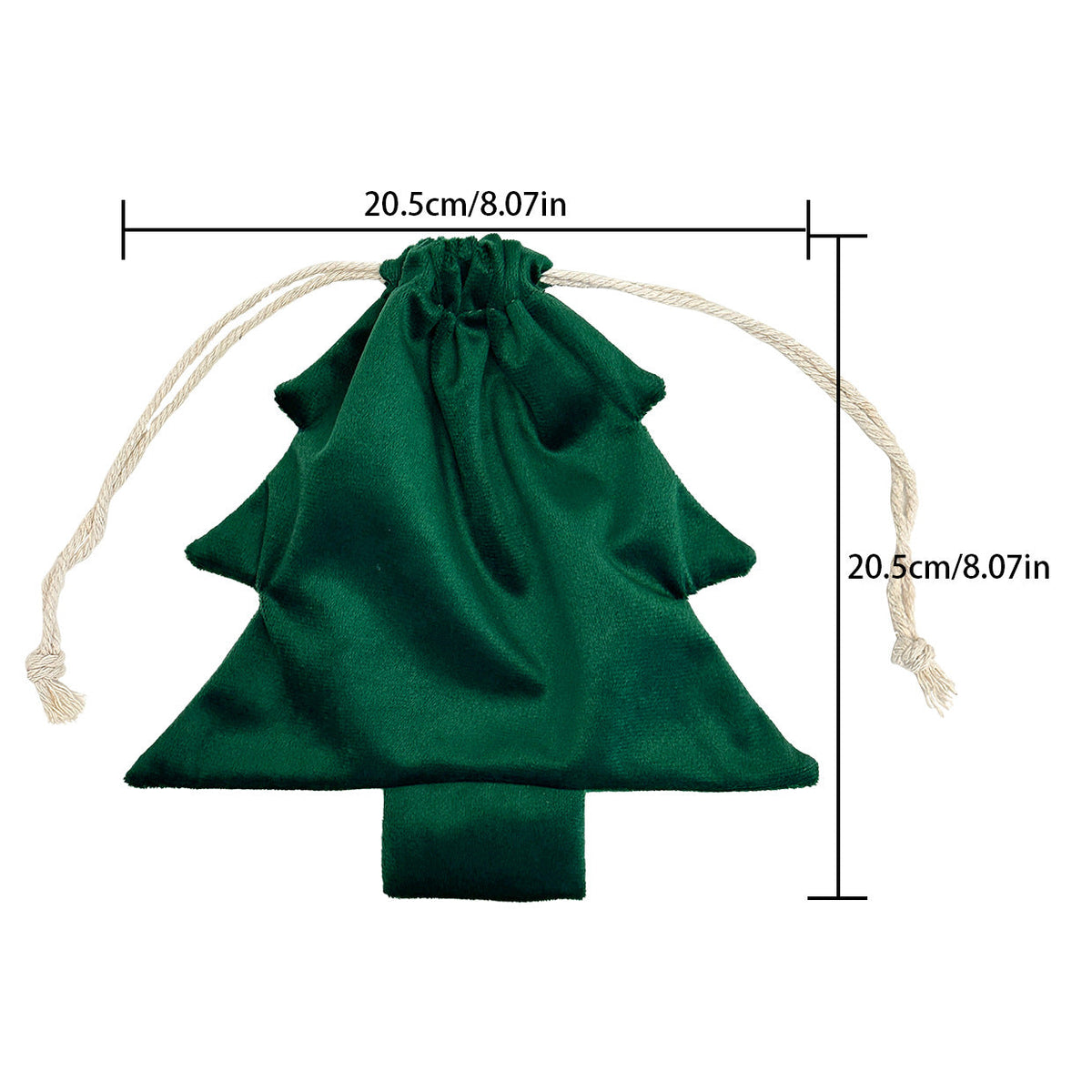 Christmas Tree Shape Drawstring Gift Bag Fabric Holiday Candy Storage Pouch