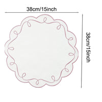 Embroidered Round Placemat – Scalloped Fabric Table Mat