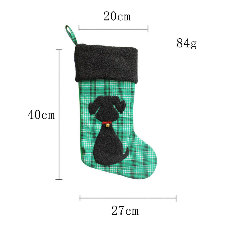 Buffalo Plaid Cat Christmas Stocking with Plush Cuff