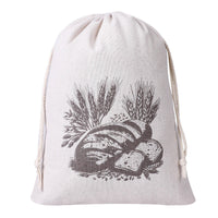 Reusable Cotton Linen Bread Storage Bag Rabbit Print Drawstring Bakery Pouch