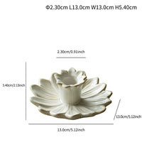 Ceramic Flower Candle Holder – Decorative Floral Taper Candle Stand with Drip Tray for Wedding, Dining Table, Bedroom & Home Decor