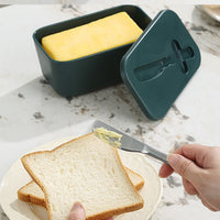 Plastic Butter Dish with Lid and Knife Slot, Countertop Butter Container