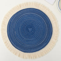 Round Cotton Tassel Placemat, Farmhouse Dining Table Mat