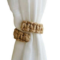 Hand‑Woven Jute Curtain Tie Back – Rustic Braided Jute Curtain Holdback for Window Decor