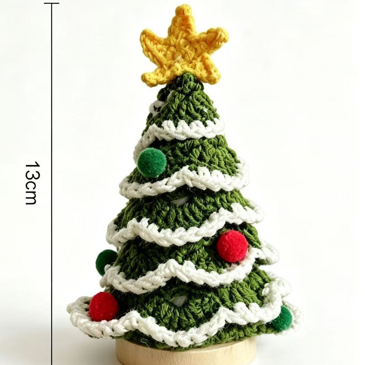 Handmade Crochet Christmas Tree Ornament Knitted Holiday Decoration with Star Topper