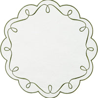 Embroidered Round Placemat – Scalloped Fabric Table Mat