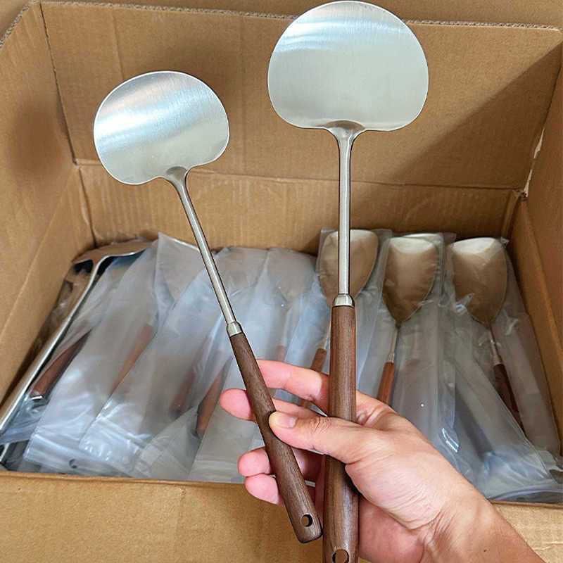 Stainless Steel Mushroom Spatula with Walnut Wood Handle