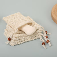 Cotton Linen Soap Saver Pouch, 2-in-1 Shower Foaming Net & Storage Bag
