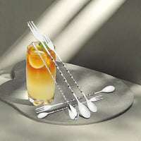 Stainless Steel Long Handle Bar Spoon, Double Ended Cocktail Spoon Fork