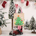 Christmas Burlap Gift Bag with Santa Snowman and Tree Designs