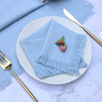 Cotton Linen Napkin with Fringed Edges