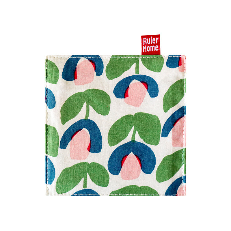 Double-Layer Floral Fabric Coaster, Square Mug Mat & Table Protector