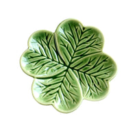 Ceramic Clover Leaf Trinket Dish – Green Leaf Jewelry Tray with Botanical Embossed Design for Rings, Earrings, Home Decor & Gift